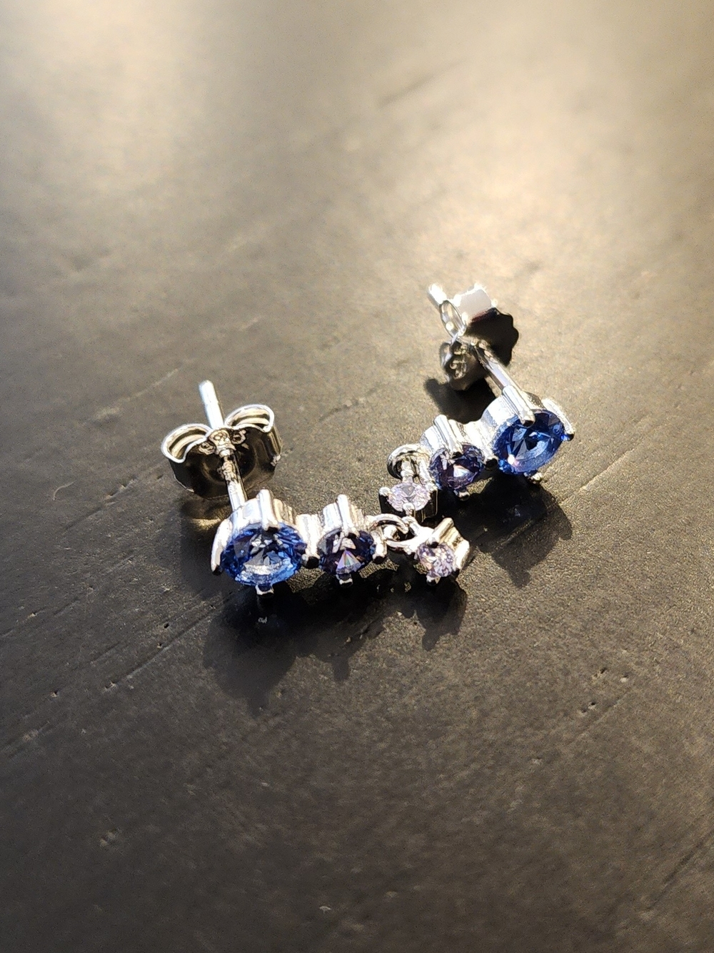 925 Sterling Silver Earrings With Blue Type Stones. New